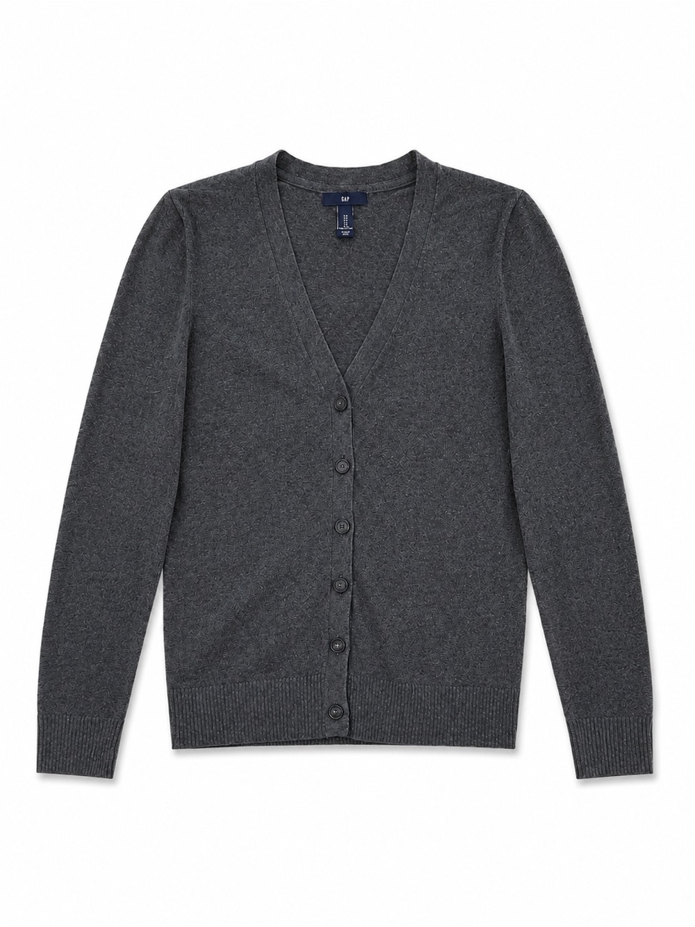 GAP FALL V NECK CLASSIC CARDIGAN WOMENS SMALL CHARCOAL GREY BUTTON FRONT PREPPY